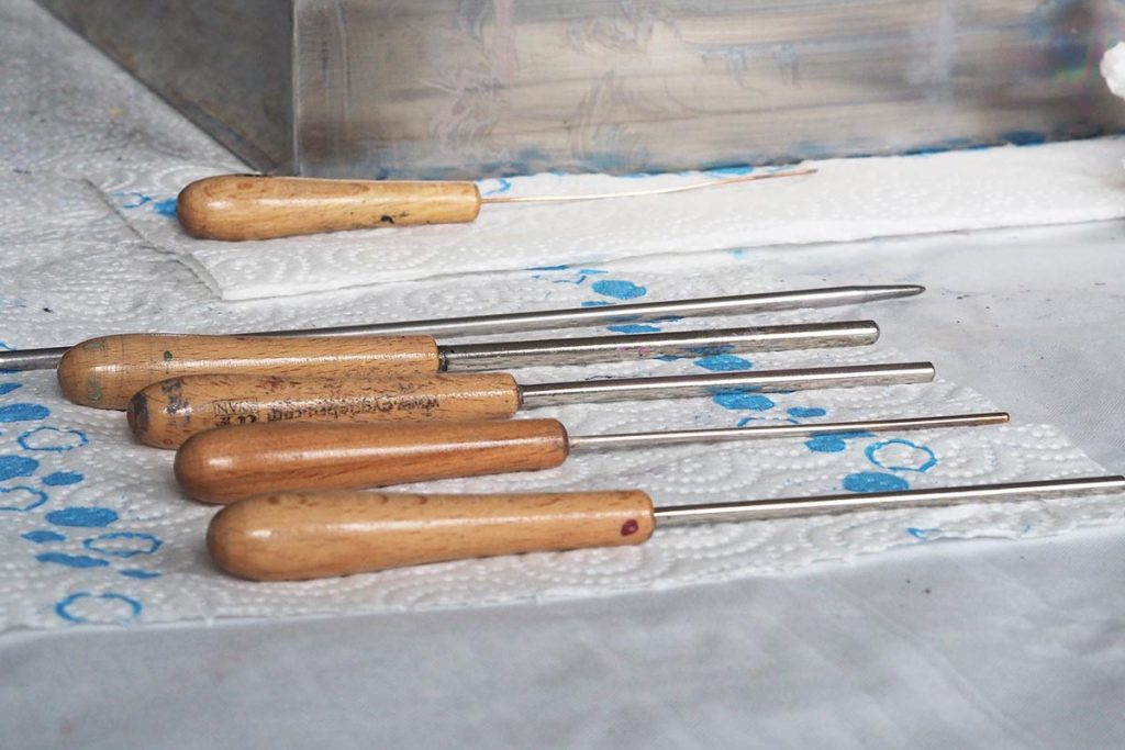 Wooden handled metal tools 